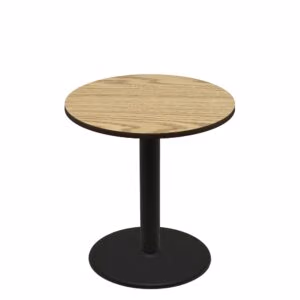42" Round Two-Sided Oak/Walnut Quick Ship Table - Oak Up + Black Counter Height 30" Disc Base