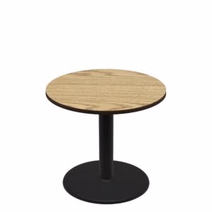 42" Round Two-Sided Oak/Walnut Quick Ship Table - Oak Up + Black Standard Height 30" Disc Base