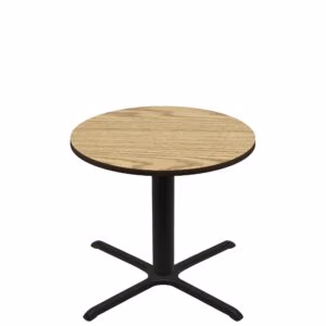 42" Round Two-Sided Oak/Walnut Quick Ship Table - Oak Up + Black Standard Height 36" x 36" Cross Base