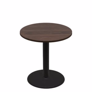 42" Round Two-Sided Oak/Walnut Quick Ship Table - Walnut Up + Black Counter Height 30" Disc Base