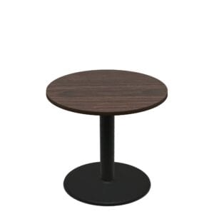 42" Round Two-Sided Oak/Walnut Quick Ship Table - Walnut Up + Black Standard Height 30" Disc Base