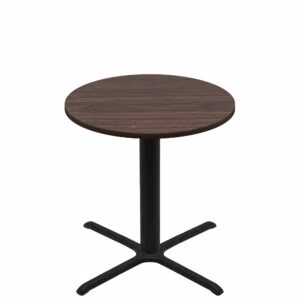 42" Round Two-Sided Oak/Walnut Quick Ship Table - Walnut Up + Black Counter Height 36" x 36" Cross Base