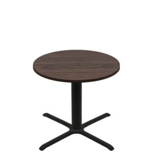 42" Round Two-Sided Oak/Walnut Quick Ship Table - Walnut Up + Black Standard Height 36" x 36" Cross Base