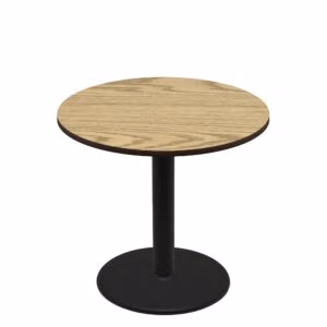 48" Round Two-Sided Oak/Walnut Quick Ship Table - Oak Up + Black Counter Height 30" Disc Base