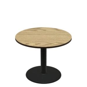 48" Round Two-Sided Oak/Walnut Quick Ship Table - Oak Up + Black Standard Height 30" Disc Base