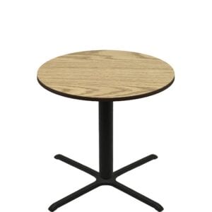 48" Round Two-Sided Oak/Walnut Quick Ship Table - Oak Up + Black Counter Height 40" x 40" Cross Base