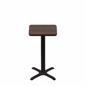 24" x 24" Two-Sided Oak/Walnut Quick Ship Table - Walnut Up + Black Counter Height 22" x 22" Cross Base