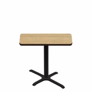 24" x 42" Two-Sided Oak/Walnut Quick Ship Table - Oak Up + Black Standard Height 22" x 30" Cross Base