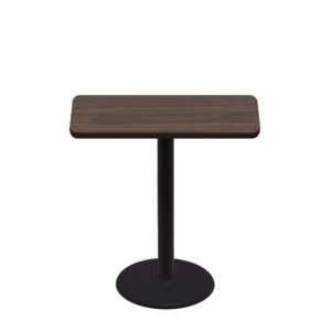 24" x 42" Two-Sided Oak/Walnut Quick Ship Table - Walnut Up + Black Counter Height 22" Disc Base