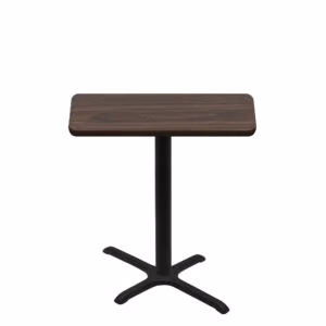 24" x 42" Two-Sided Oak/Walnut Quick Ship Table - Walnut Up + Black Counter Height 22" x 30" Cross Base