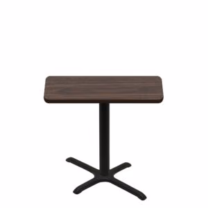 24" x 42" Two-Sided Oak/Walnut Quick Ship Table - Walnut Up + Black Standard Height 22" x 30" Cross Base