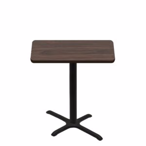 30" x 42" Two-Sided Oak/Walnut Quick Ship Table - Walnut Up + Black Counter Height 22" x 30" Cross Base