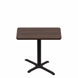 30" x 42" Two-Sided Oak/Walnut Quick Ship Table - Walnut Up + Black Standard Height 22" x 30" Cross Base