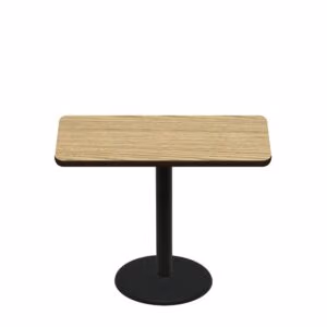 30" x 48" Two-Sided Oak/Walnut Quick Ship Table - Oak Up + Black Standard Height 22" Disc Base