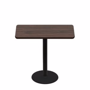 30" x 48" Two-Sided Oak/Walnut Quick Ship Table - Walnut Up + Black Counter Height 22" Disc Base