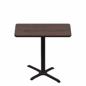 30" x 48" Two-Sided Oak/Walnut Quick Ship Table - Walnut Up + Black Counter Height 22" x 30" Cross Base