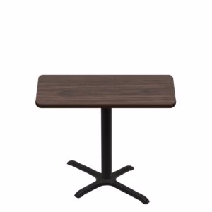 30" x 48" Two-Sided Oak/Walnut Quick Ship Table - Walnut Up + Black Standard Height 22" x 30" Cross Base