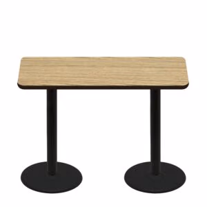 30" x 60" Two-Sided Oak/Walnut Quick Ship Table - Oak Up + (2) Black Counter Height 22" Disc Bases