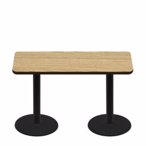 30" x 60" Two-Sided Oak/Walnut Quick Ship Table - Oak Up + (2) Black Standard Height 22" Disc Bases