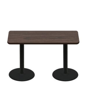 30" x 60" Two-Sided Oak/Walnut Quick Ship Table - Walnut Up + (2) Black Standard Height 22" Disc Bases