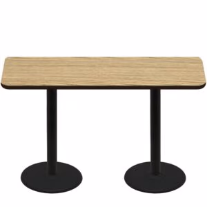 30" x 72" Two-Sided Oak/Walnut Quick Ship Table - Oak Up + (2) Black Counter Height 22" Disc Bases
