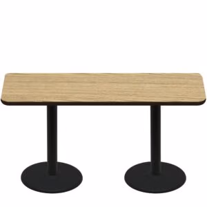 30" x 72" Two-Sided Oak/Walnut Quick Ship Table - Oak Up + (2) Black Standard Height 22" Disc Bases