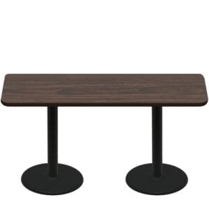 30" x 72" Two-Sided Oak/Walnut Quick Ship Table - Walnut Up + (2) Black Standard Height 22" Disc Bases