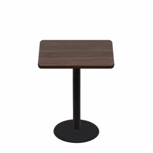36" x 36" Two-Sided Oak/Walnut Quick Ship Table - Walnut Up + Black Counter Height 22" Disc Base