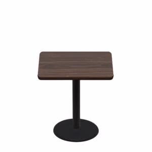 36" x 36" Two-Sided Oak/Walnut Quick Ship Table - Walnut Up + Black Standard Height 22" Disc Base