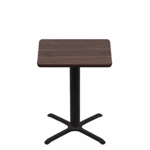 36" x 36" Two-Sided Oak/Walnut Quick Ship Table - Walnut Up + Black Counter Height 30" x 30" Cross Base
