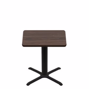 36" x 36" Two-Sided Oak/Walnut Quick Ship Table - Walnut Up + Black Standard Height 30" x 30" Cross Base
