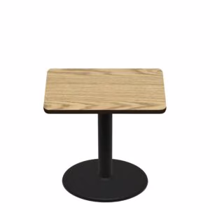 42" x 42" Two-Sided Oak/Walnut Quick Ship Table - Oak Up + Black Standard Height 30" Disc Base