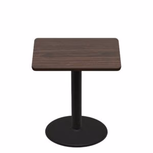 42" x 42" Two-Sided Oak/Walnut Quick Ship Table - Walnut Up + Black Counter Height 30" Disc Base