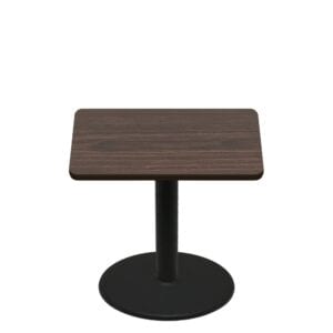 42" x 42" Two-Sided Oak/Walnut Quick Ship Table - Walnut Up + Black Standard Height 30" Disc Base