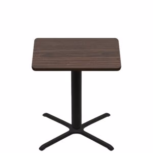 42" x 42" Two-Sided Oak/Walnut Quick Ship Table - Walnut Up + Black Counter Height 36" x 36" Cross Base