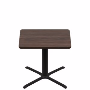 42" x 42" Two-Sided Oak/Walnut Quick Ship Table - Walnut Up + Black Standard Height 36" x 36" Cross Base