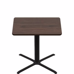 48" x 48" Two-Sided Oak/Walnut Quick Ship Table - Walnut Up + Black Counter Height 40" x 40" Cross Base