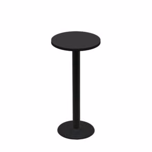 24" Round Two-Sided Mahogany/Black Quick Ship Table - Black Up + Black Bar Height 18" Disc Base