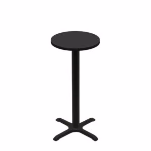 24" Round Two-Sided Mahogany/Black Quick Ship Table - Black Up + Black Bar Height 22" x 22" Cross Base