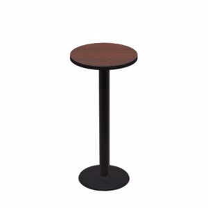 24" Round Two-Sided Mahogany/Black Quick Ship Table - Mahogany Up + Black Bar Height 18" Disc Base