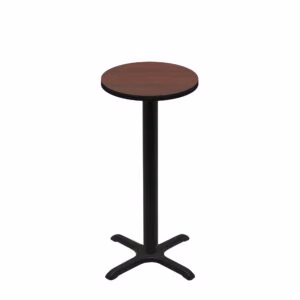 24" Round Two-Sided Mahogany/Black Quick Ship Table - Mahogany Up + Black Bar Height 22" x 22" Cross Base