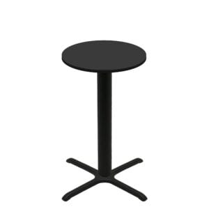 30" Round Two-Sided Mahogany/Black Quick Ship Table - Black Up + Black Bar Height 30" x 30" Cross Base