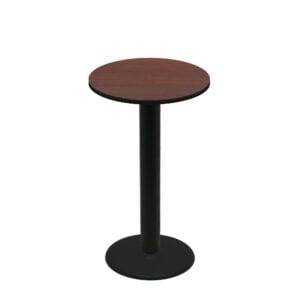 30" Round Two-Sided Mahogany/Black Quick Ship Table - Mahogany Up + Black Bar Height 22" Disc Base