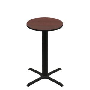 30" Round Two-Sided Mahogany/Black Quick Ship Table - Mahogany Up + Black Bar Height 30" x 30" Cross Base