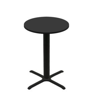 36" Round Two-Sided Mahogany/Black Quick Ship Table - Black Up + Black Bar Height 30" x 30" Cross Base