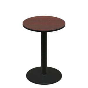 36" Round Two-Sided Mahogany/Black Quick Ship Table - Mahogany Up + Black Bar Height 30" Disc Base