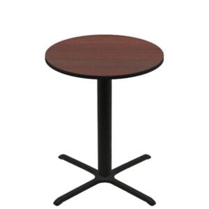 42" Round Two-Sided Mahogany/Black Quick Ship Table - Mahogany Up + Black Bar Height 36" x 36" Cross Base