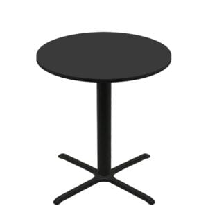 48" Round Two-Sided Mahogany/Black Quick Ship Table - Black Up + Black Bar Height 36" x 36" Cross Base