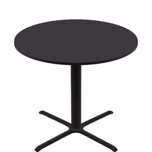 60" Round Two-Sided Mahogany/Black Quick Ship Table - Black Up + Black Bar Height 40" x 40" Cross Base