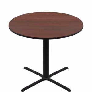 60" Round Two-Sided Mahogany/Black Quick Ship Table - Mahogany Up + Black Bar Height 40" x 40" Cross Base